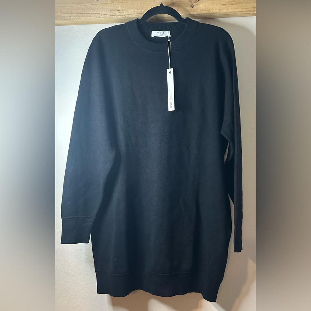 NWT ONE GREY DAY BLACK SWEATER DRESS SIZE LARGE